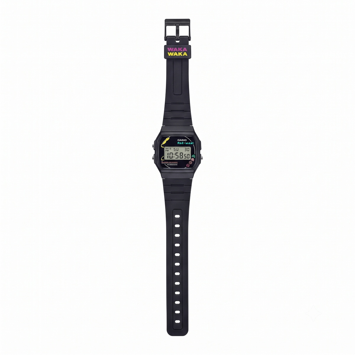 Casio F-91WPC-1A PAC-MAN Collaboration Digital Unisex Watch, Alarm, Black