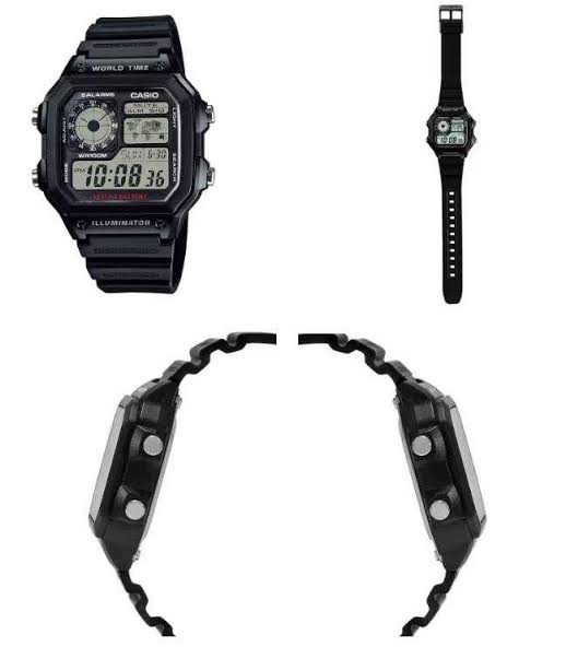 Casio AE-1200WH-1AV Youth Series Men’s Digital Watch, World Time, 10-Year Battery, Black