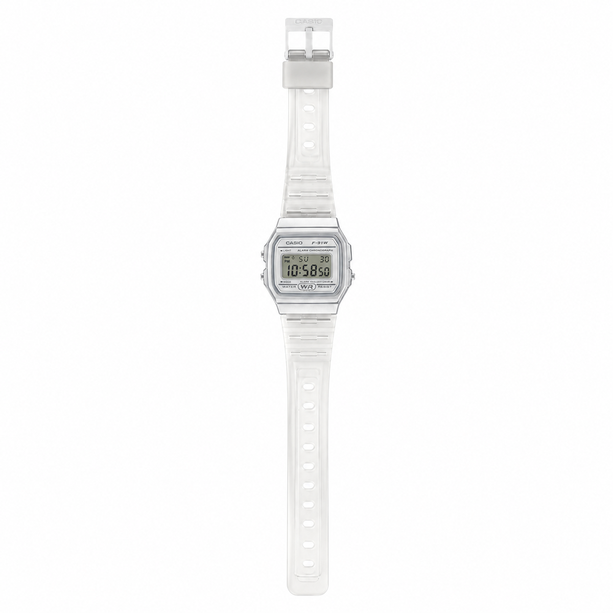 Casio F-91WS-7EF Classic Clear Unisex Digital Watch, Transparent Resin, Vintage Style