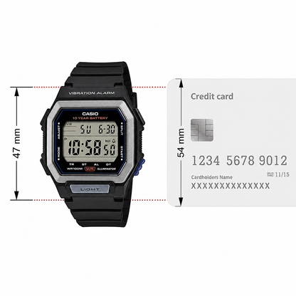 Casio W-738H-1AV Men’s Digital Watch, Vibration Alarm, Black & Silver