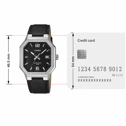 Casio Enticer MTP-B195L-1AV Men’s Analog Watch, Black Dial, Leather Strap