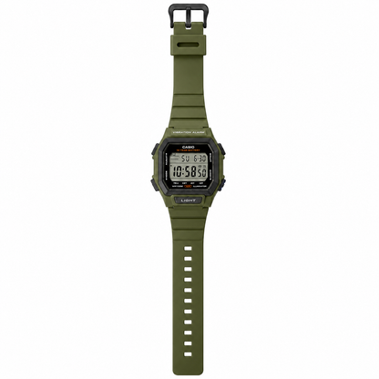 Casio W-738H-3AV Digital Sports Men’s Watch, Vibration Alarm, Dual Time, Green