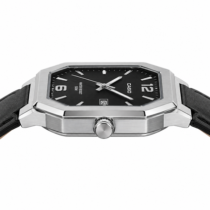 Casio Enticer MTP-B195L-1AV Men’s Analog Watch, Black Dial, Leather Strap
