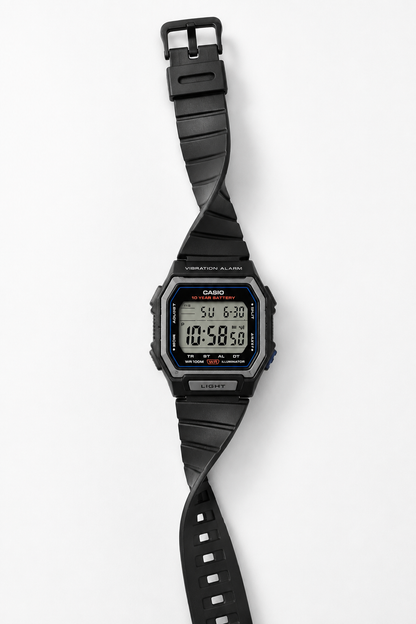 Casio W-738H-1AV Men’s Digital Watch, Vibration Alarm, Black & Silver