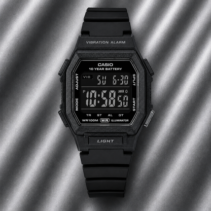 Casio W-738H-1BV Digital Watch, Vibration Alarm, Dual Time, Black
