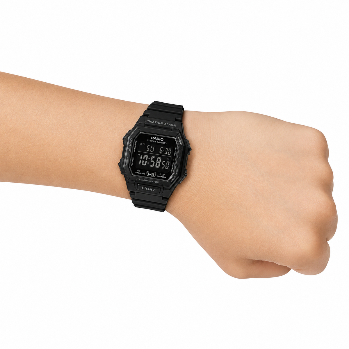 Casio W-738H-1BV Digital Watch, Vibration Alarm, Dual Time, Black