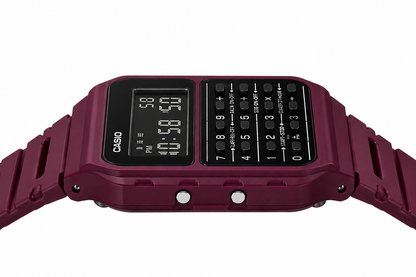 Casio CA-53WF-4B Unisex Calculator Digital Watch, 8-Digit Calculator, Retro Red