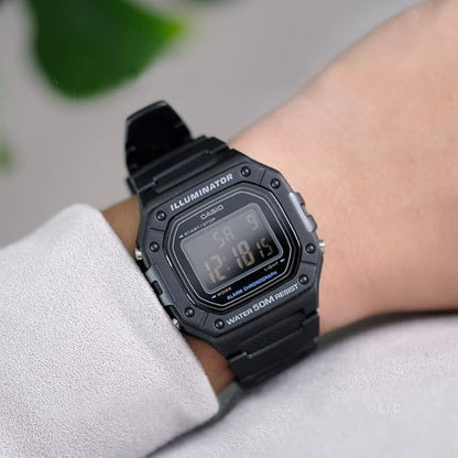 Casio W-218H-1BV Men’s Digital Watch, Black Dial, Black Resin Band