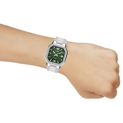 Casio MTP-B195D-3AV Men’s Stainless Steel Watch, Green Dial & Date