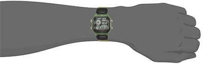 Casio AE-1200WHB-3BV Youth Series Men’s Digital Watch, World Time, Cloth Band, Green