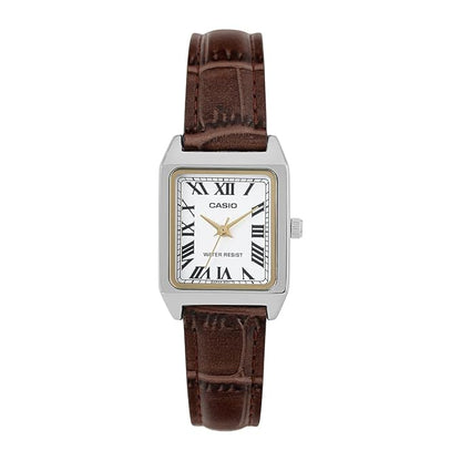 Casio Enticer LTP-V007L-7B2 Women’s Analog Watch, White Dial, Leather Strap