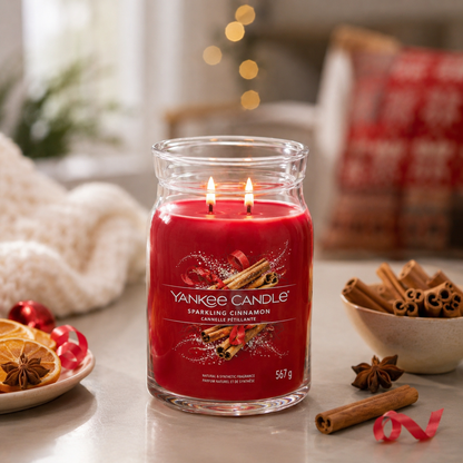 Yankee Candle Sparkling Cinnamon Large Glass Jar 2 Wick Candle 567g