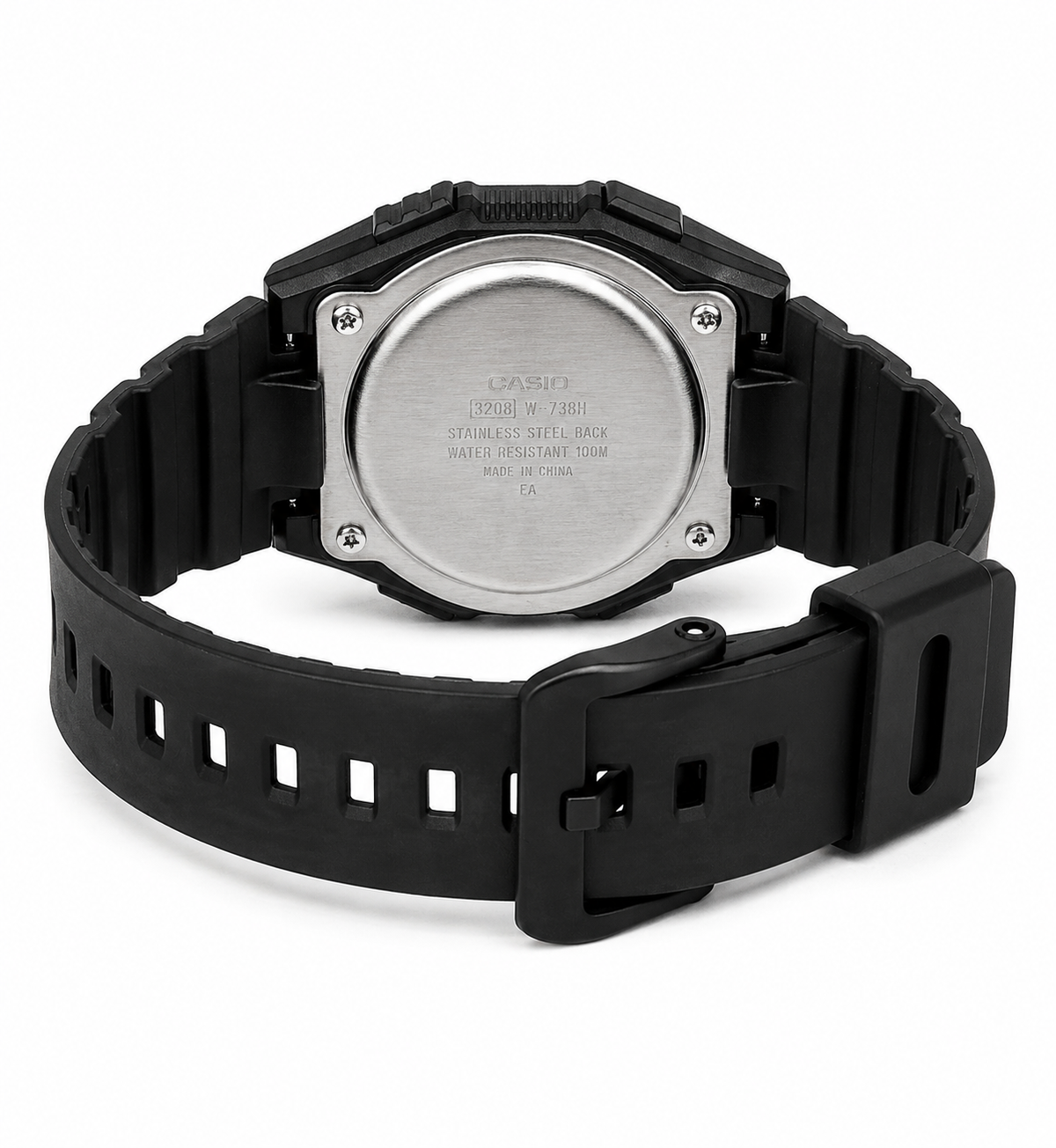 Casio W-738H-1BV Digital Watch, Vibration Alarm, Dual Time, Black