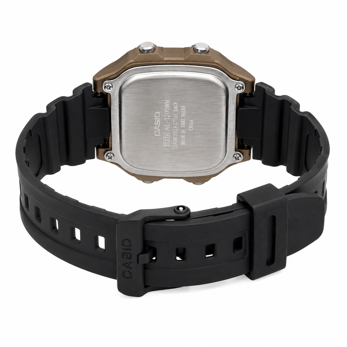 Casio AE-1200WH-5AV Illuminator Men’s Digital Watch, World Time, Black & Brown