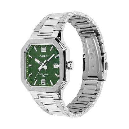 Casio MTP-B195D-3AV Men’s Stainless Steel Watch, Green Dial & Date