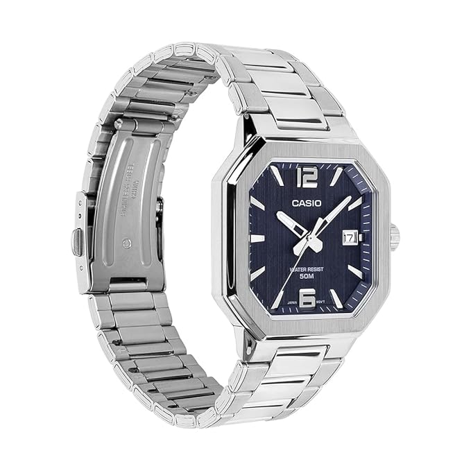 Casio MTP-B195D-2AV Men’s Stainless Steel Watch, Blue Dial & Date