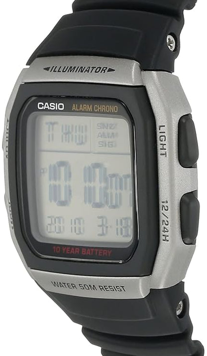 Casio W-96H-1AV Men’s Digital Watch, 10-Year Battery, Dual Time, Black