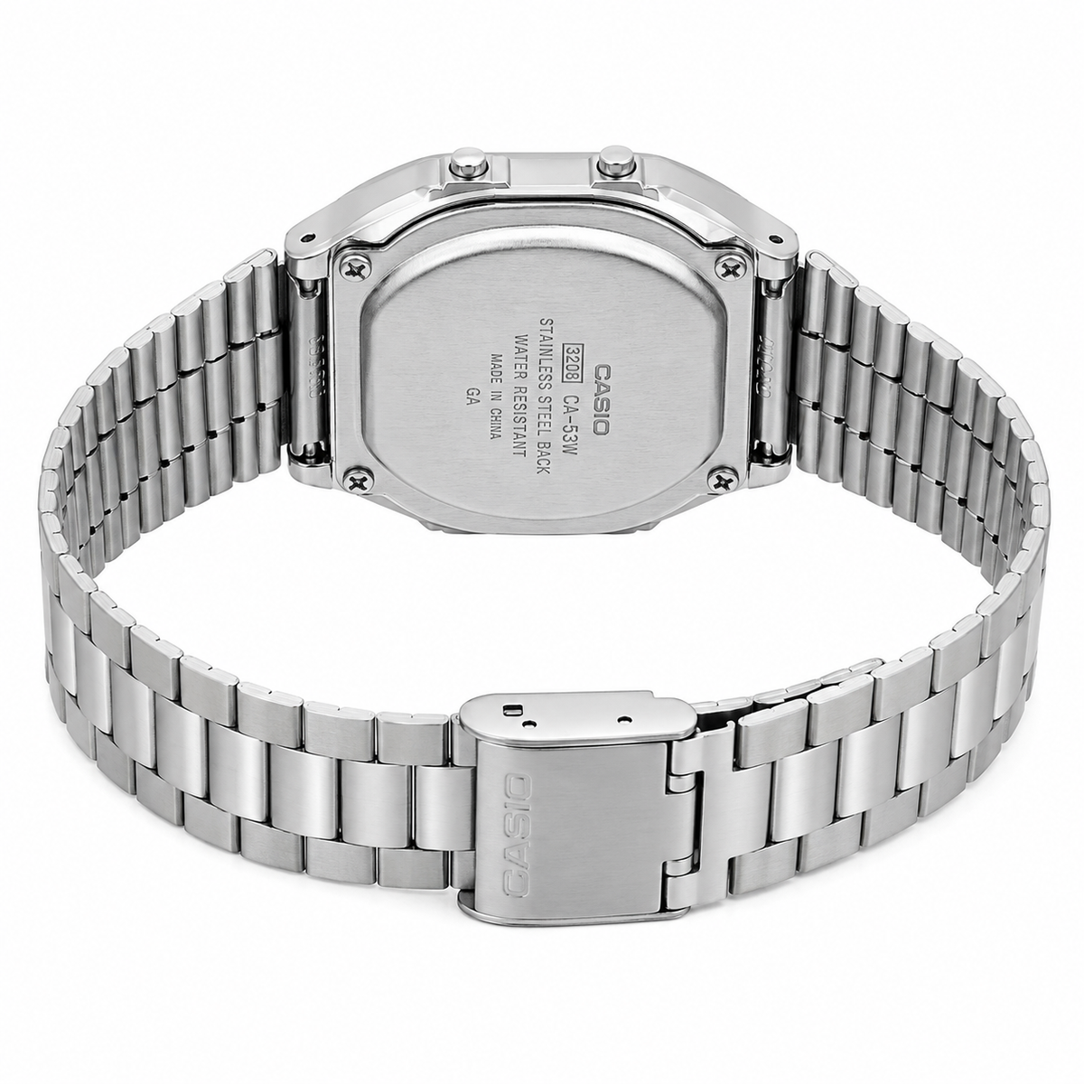 Casio A168WA-1W Unisex Vintage Digital Watch, Stainless Steel Band, Silver & Black