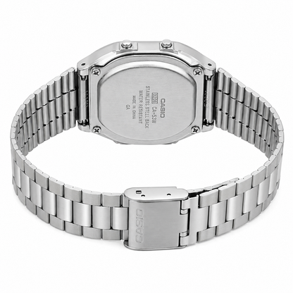 Casio A168WA-1W Unisex Vintage Digital Watch, Stainless Steel Band, Silver & Black