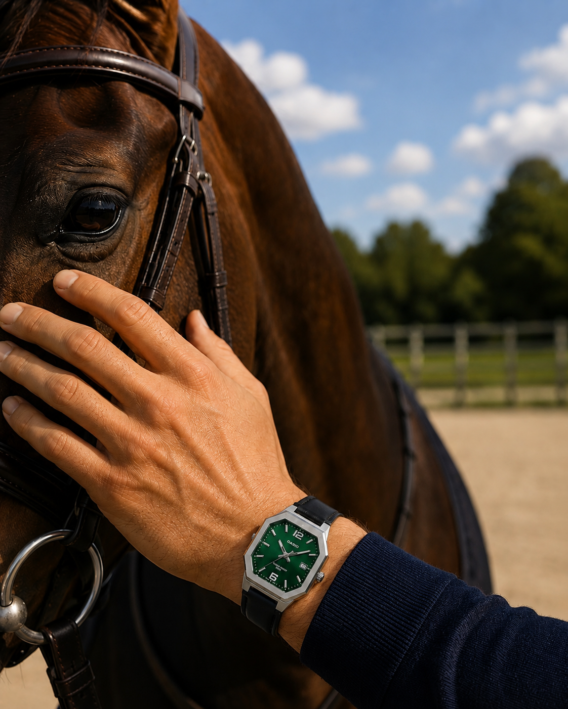 Casio MTP-B195L-3AV Men’s Analog Watch, Green Dial, Leather Strap
