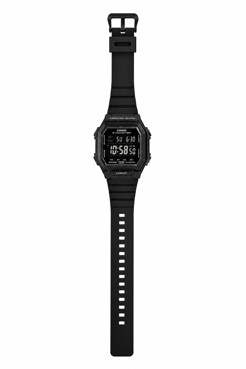 Casio W-738H-1BV Digital Watch, Vibration Alarm, Dual Time, Black