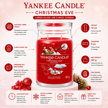 Yankee Candle Christmas Eve Large Glass Jar 2 Wick Candle 567g