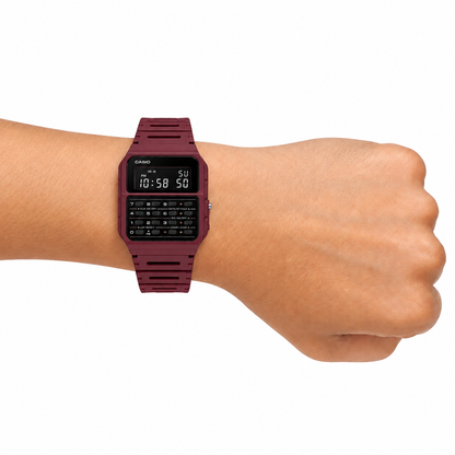 Casio CA-53WF-4B Unisex Calculator Digital Watch, 8-Digit Calculator, Retro Red