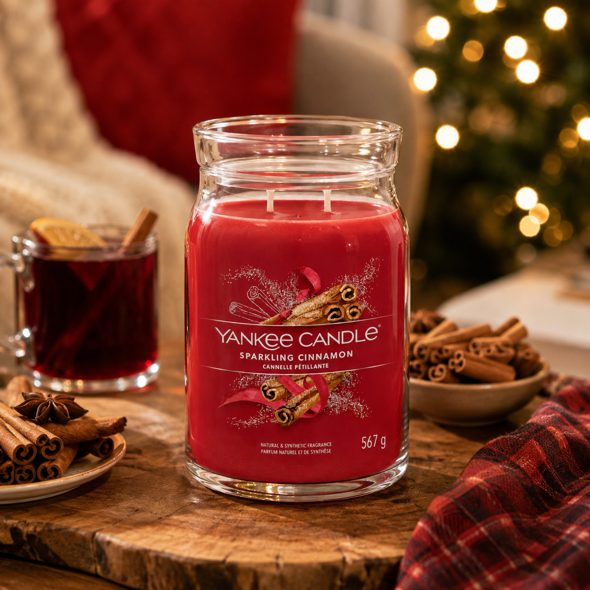 Yankee Candle Sparkling Cinnamon Large Glass Jar 2 Wick Candle 567g