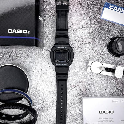 Casio W-218H-1BV Men’s Digital Watch, Black Dial, Black Resin Band