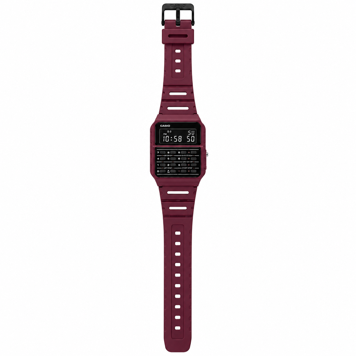 Casio CA-53WF-4B Unisex Calculator Digital Watch, 8-Digit Calculator, Retro Red
