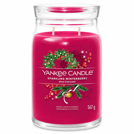 Yankee Candle Sparkling Winterberry Large Glass Jar 2 Wick Candle 567g
