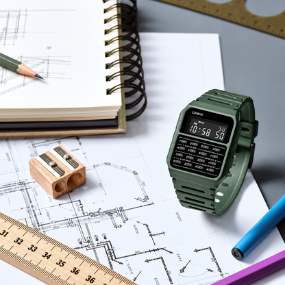 Casio CA-53WF-3B Digital Unisex Watch, Calculator, Green