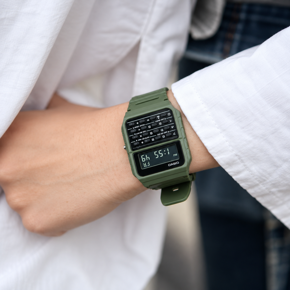 Casio CA-53WF-3B Digital Unisex Watch, Calculator, Green