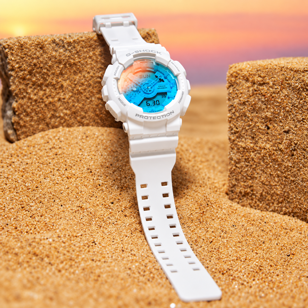 Casio G-SHOCK GA-110TL-7A Beach Time Lapse Analog-Digital Watch, 200M, White