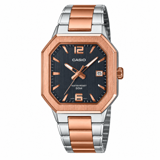 Casio MTP-B195RG-2AV Men’s Rose Gold Stainless Steel Watch, Blue Dial & Date