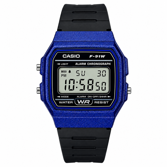 Casio F-91WM-2A Unisex Digital Watch, Blue Retro Design, Resin Strap