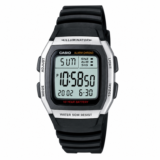 Casio W-96H-1AV Men’s Digital Watch, 10-Year Battery, Dual Time, Black