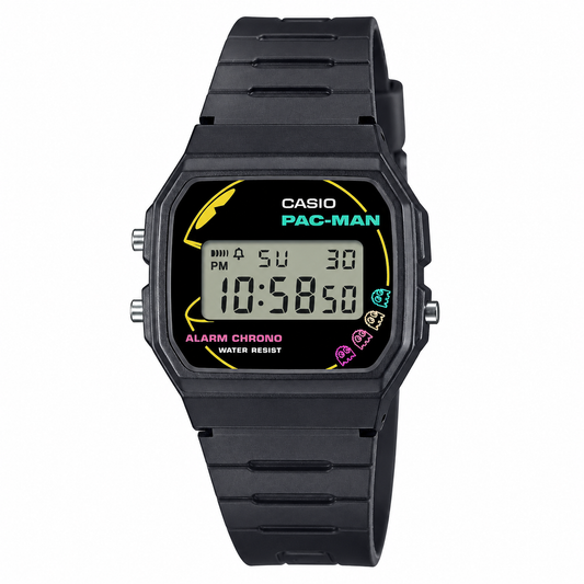 Casio F-91WPC-1A PAC-MAN Collaboration Digital Unisex Watch, Alarm, Black