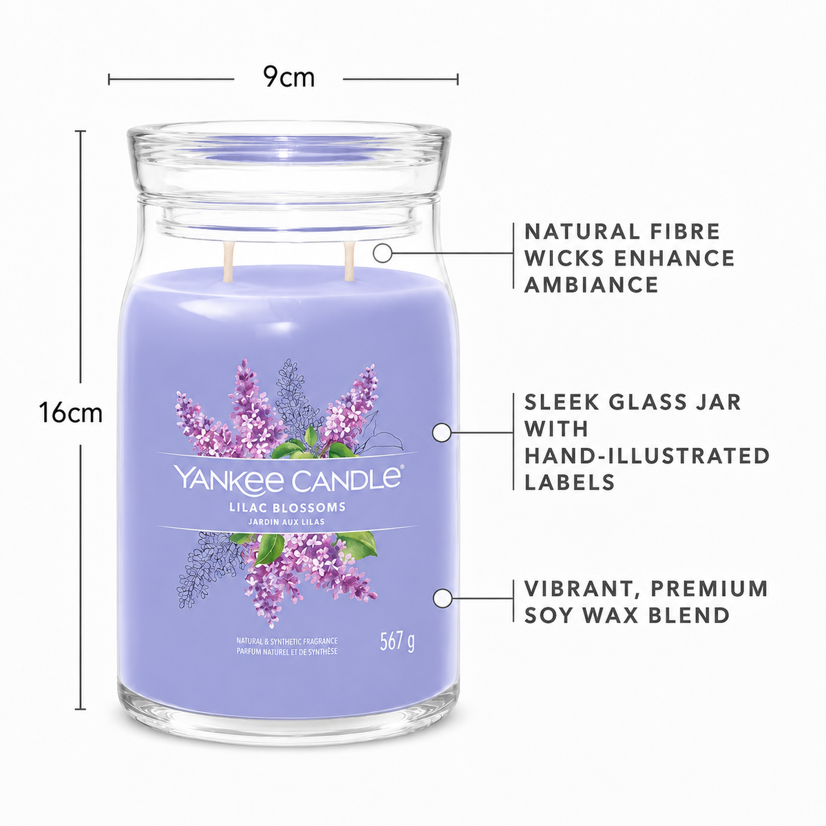 Yankee Candle Lilac Blossoms Large Glass Jar 2 Wick Candle 567g