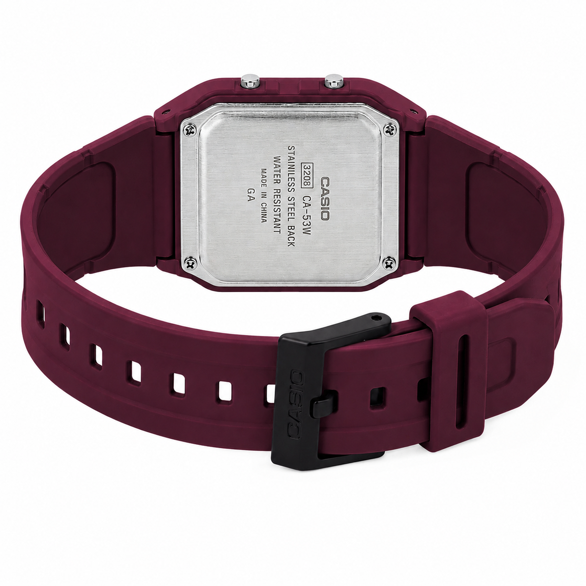 Casio CA-53WF-4B Unisex Calculator Digital Watch, 8-Digit Calculator, Retro Red
