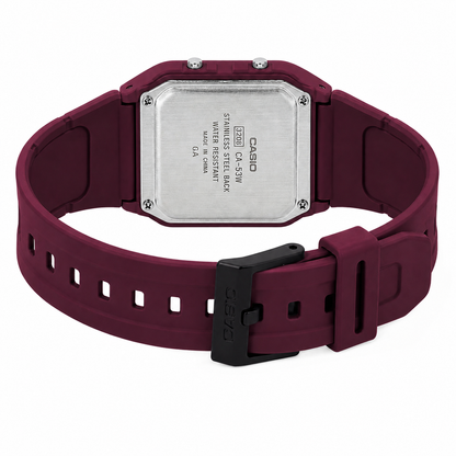 Casio CA-53WF-4B Unisex Calculator Digital Watch, 8-Digit Calculator, Retro Red