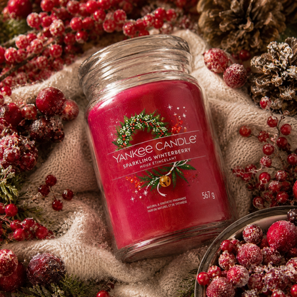 Yankee Candle Sparkling Winterberry Large Glass Jar 2 Wick Candle 567g