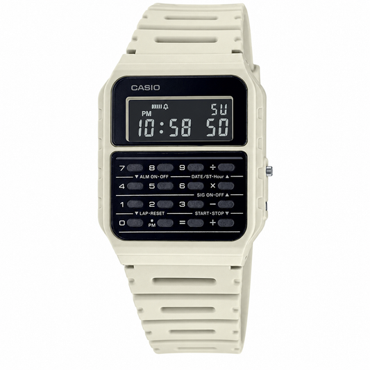 Casio CA-53WF-8B Unisex Calculator Digital Watch, 8-Digit Calculator, White