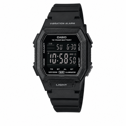 Casio W-738H-1BV Digital Watch, Vibration Alarm, Dual Time, Black