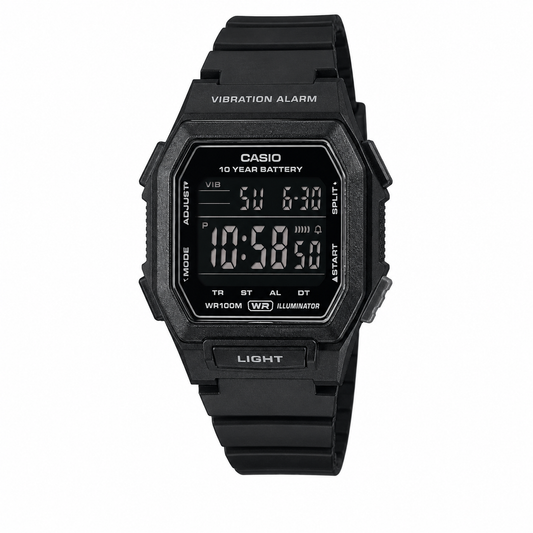 Casio W-738H-1BV Digital Watch, Vibration Alarm, Dual Time, Black