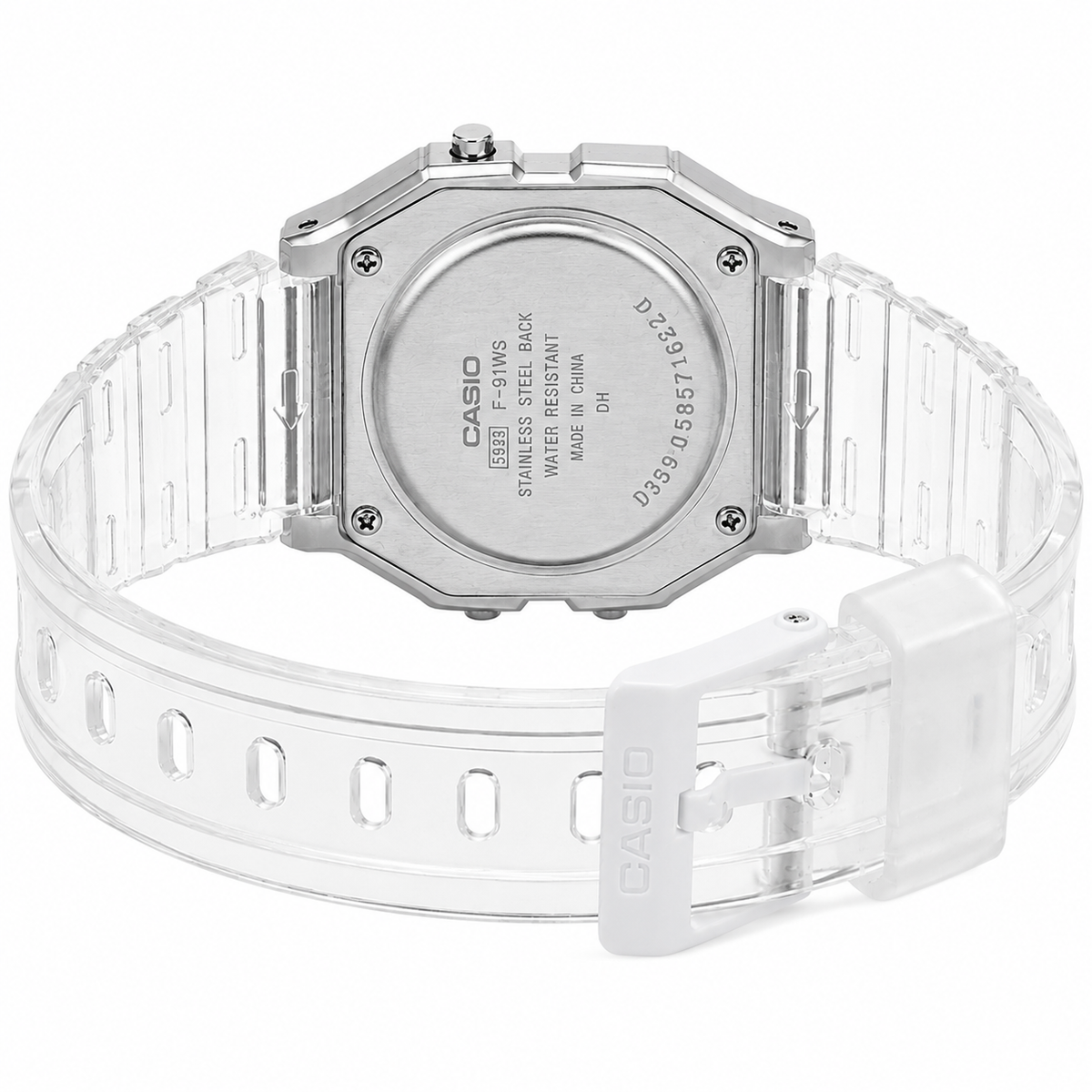 Casio F-91WS-7EF Classic Clear Unisex Digital Watch, Transparent Resin, Vintage Style