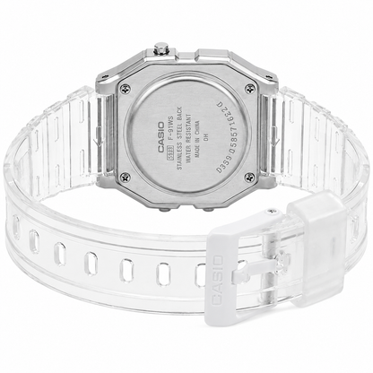 Casio F-91WS-7EF Classic Clear Unisex Digital Watch, Transparent Resin, Vintage Style