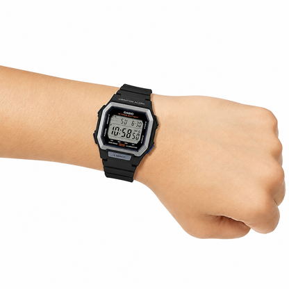 Casio W-738H-1AV Men’s Digital Watch, Vibration Alarm, Black & Silver