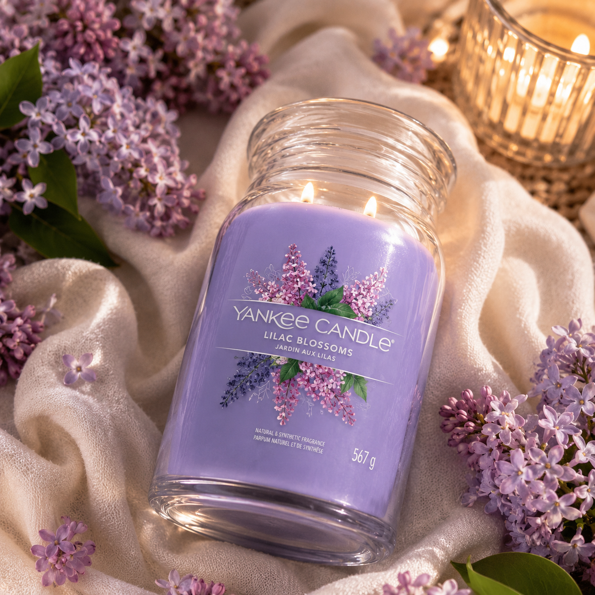 Yankee Candle Lilac Blossoms Large Glass Jar 2 Wick Candle 567g