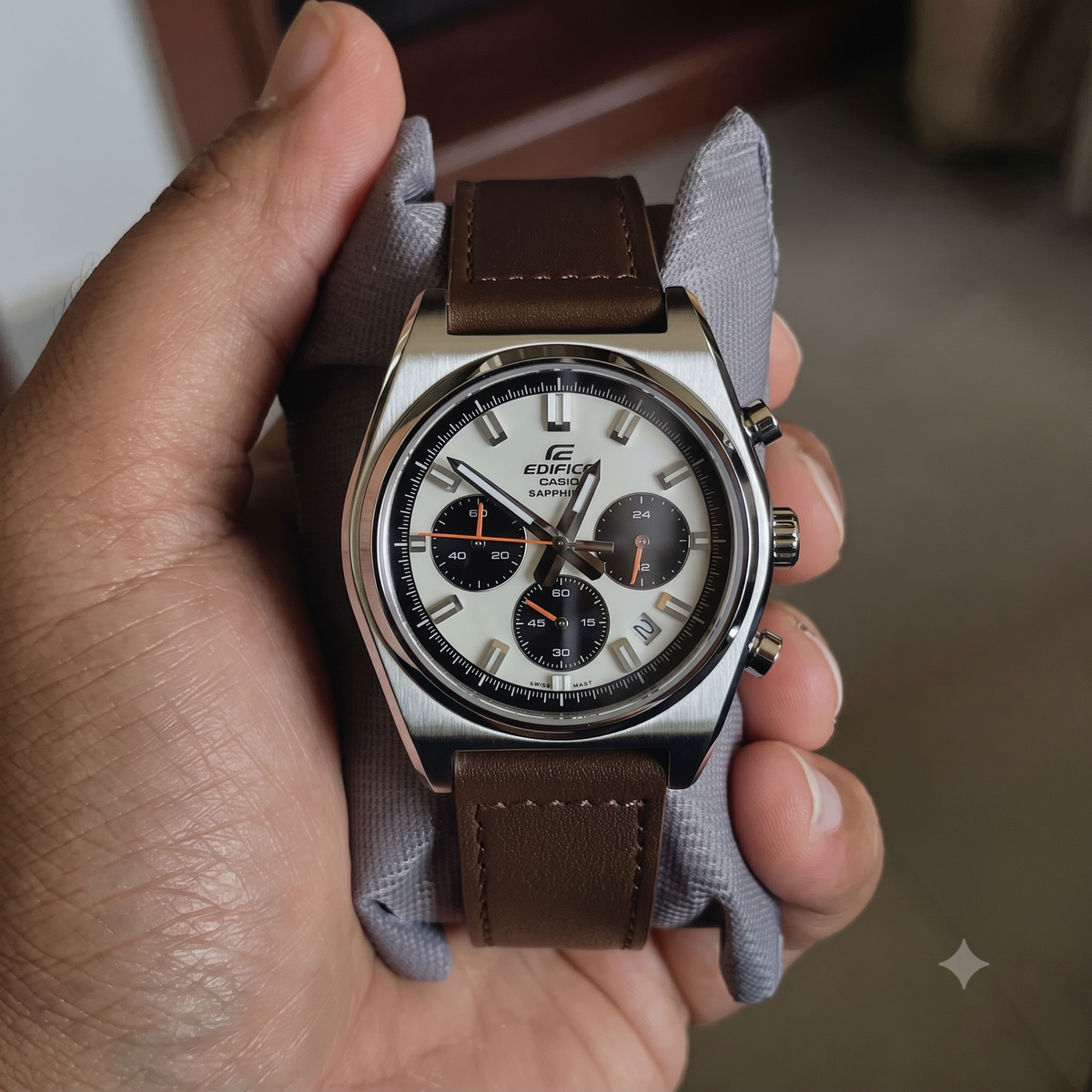 Casio Edifice EFB-730L-7AV Men’s Analog Watch, Chronograph, 100M, Cream